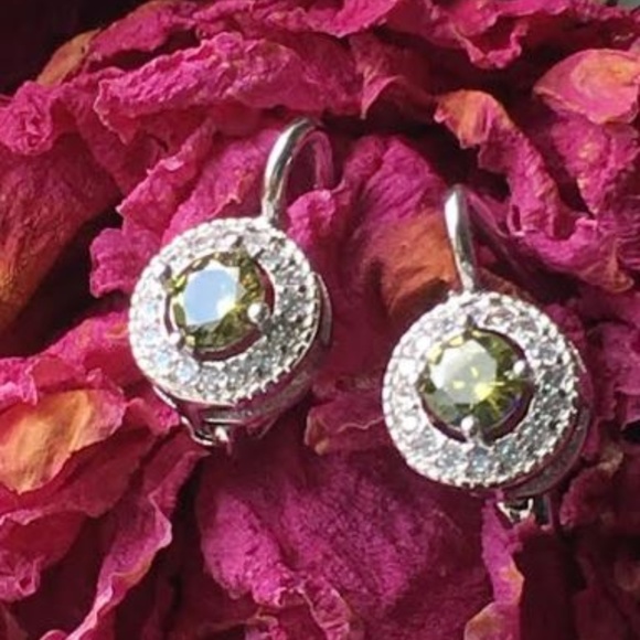 Peridot Drop Earrings Sterling Silver - Picture 2 of 4